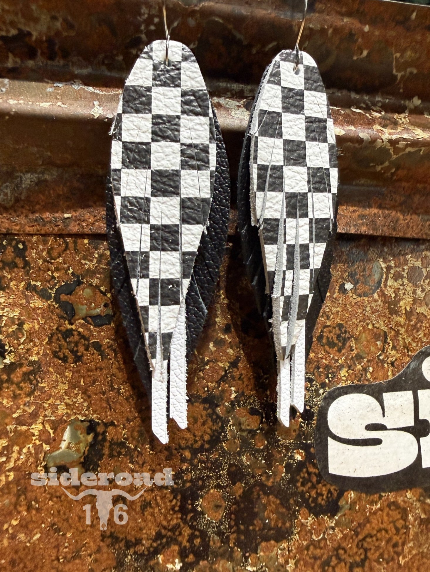 Checkered Fringe Earrings