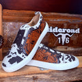 Limited Edition: Cow Print and Leather Tooled Sneakers