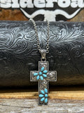 Crossed in Turquoise Necklace