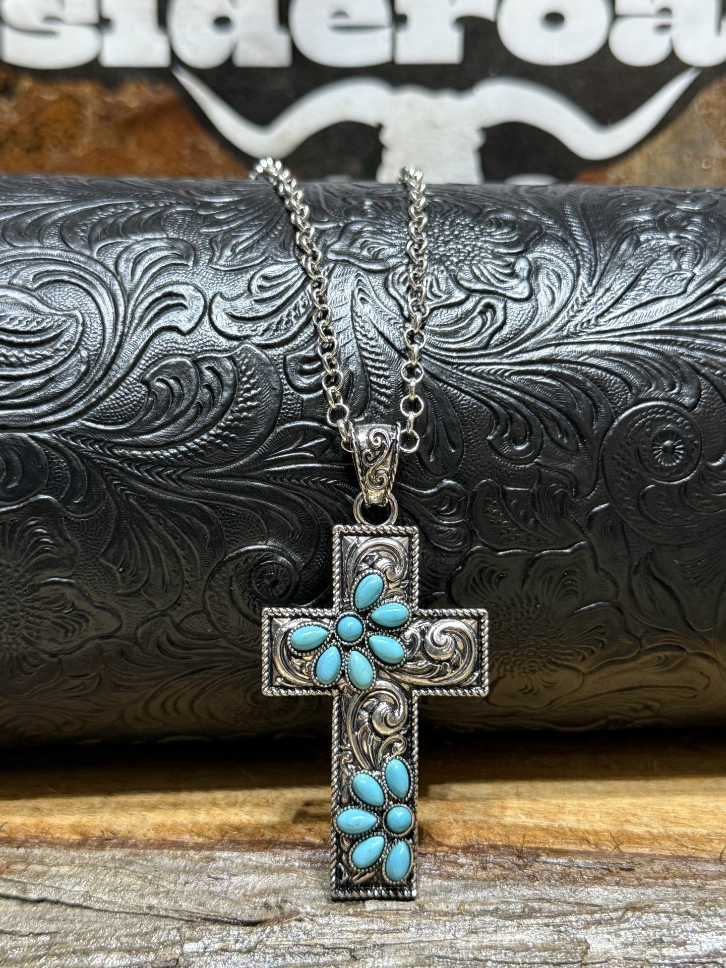 Crossed in Turquoise Necklace