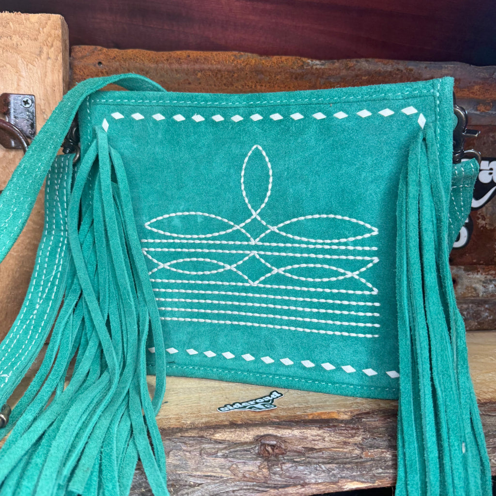 Take me out Teal Genuine Suede Bag