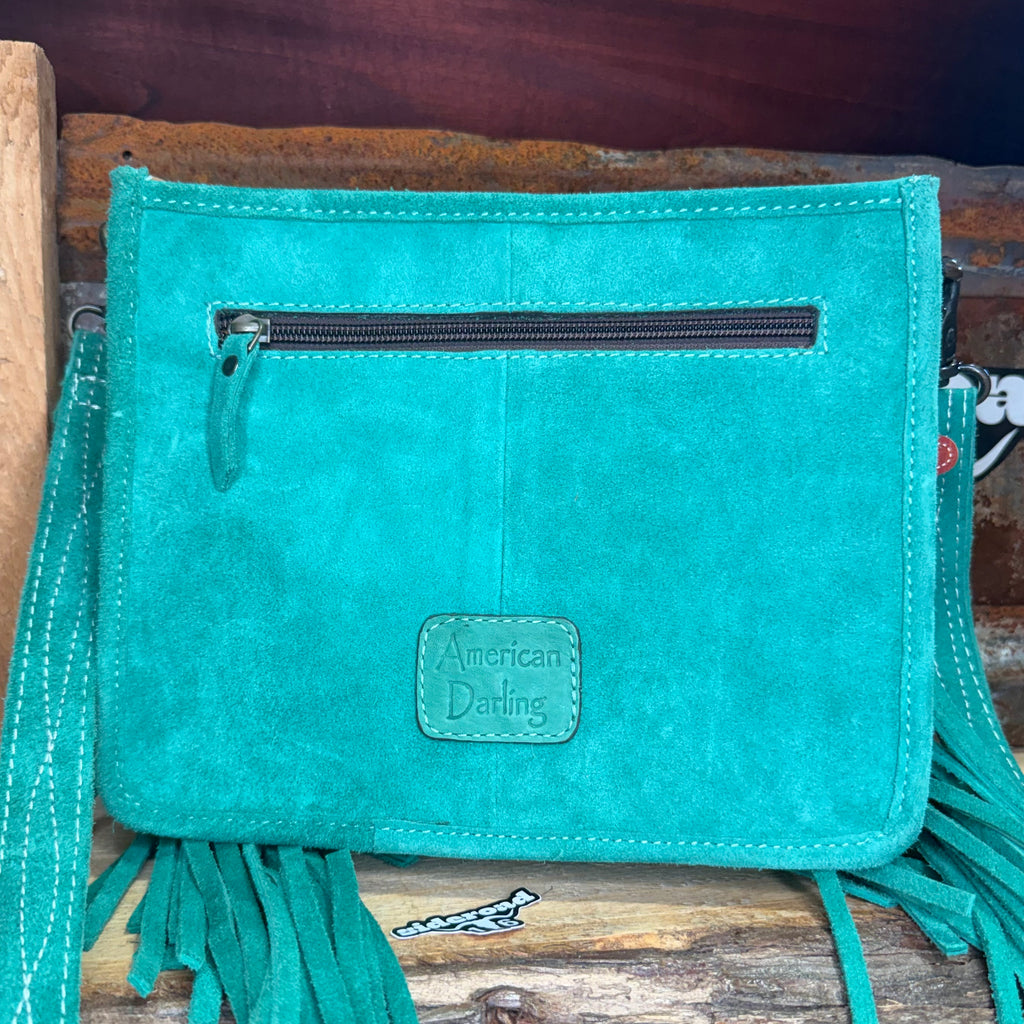 Take me out Teal Genuine Suede Bag
