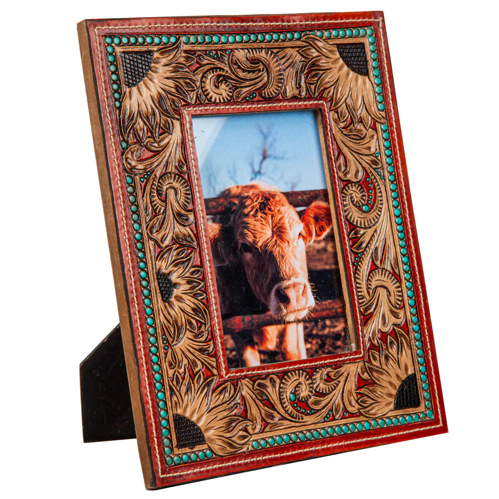 Devine Sunflowers Hand-Tooled Photo Frame