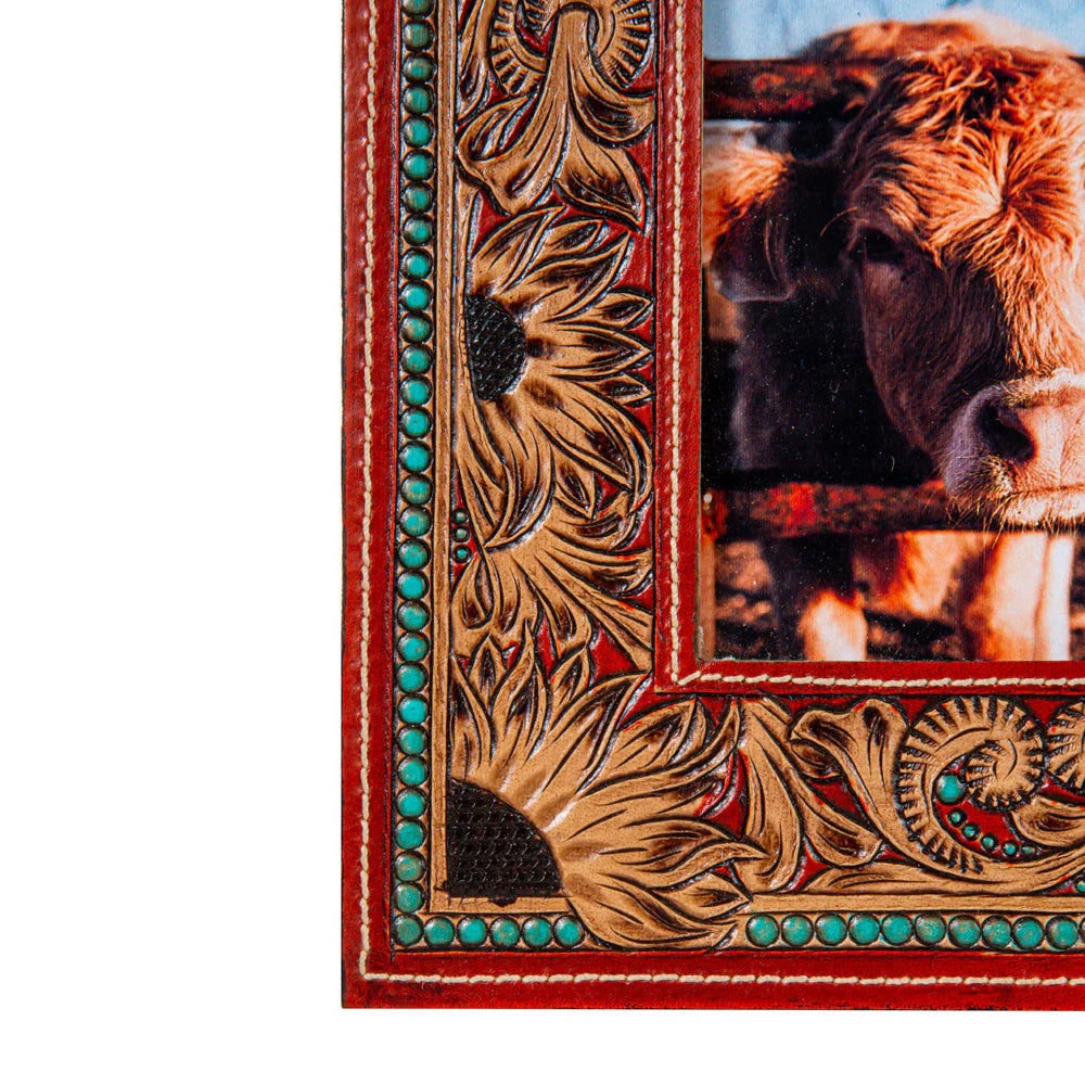 Devine Sunflowers Hand-Tooled Photo Frame